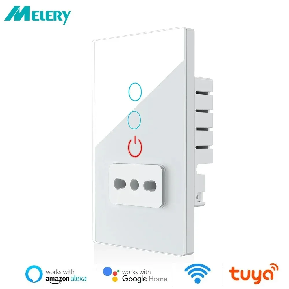 Melery Tuya WiFi Smart Israel Wall Socket EU Power Plug Outlet USB Type-C PD 20W Charge Port for iPhone Alexa Dot Home