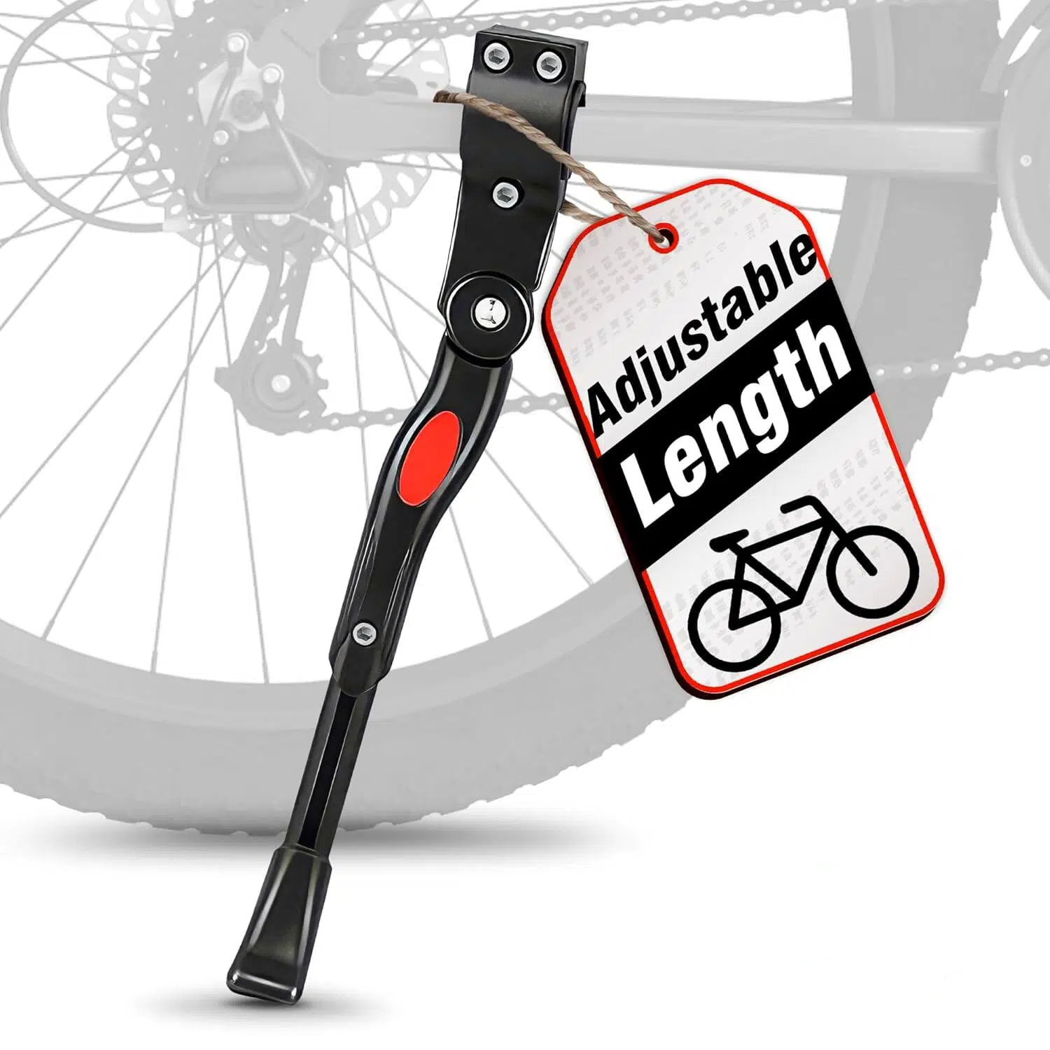 Adjustable Bicycle Kickstand for Bicycles Fits 24" to 27.5" Wheels, Aluminum Alloy, Anti-Slip Feet for Stable on Mountains