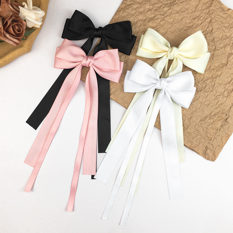 1PCS Vintage Large Bow Hair Clip Trend Long Ribbon Hairpins Barrettes Headwear For Women Girl Hair Accessories Wedding Jewelry