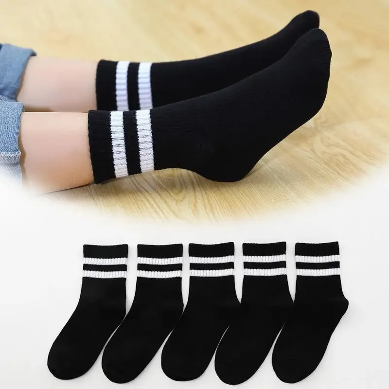 5 Pairs/ Lot kids sock Soft Breathable Cotton School Socks Girls Boys Casual Grey Black White Sports Children's Socks