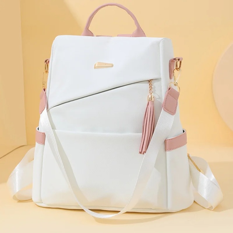 New Version Large Capacity Soft Leather Women's Backpack Fashionable Pure Soft Leather Student Bookbag Dual Shoulder Bag