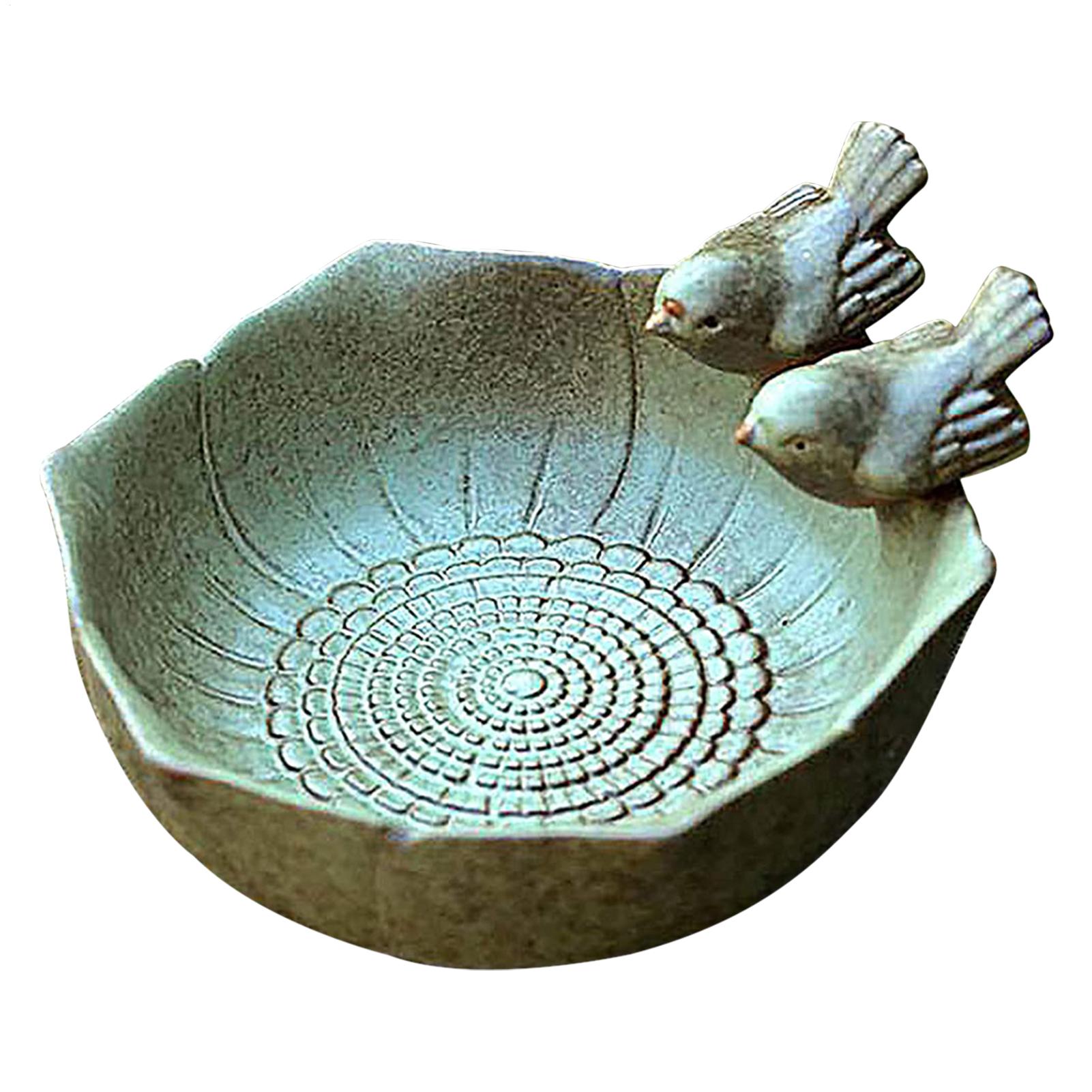 Outdoor Bird Feeder Yard Ceramic Bird Baths Creative Fruit Tray Garden Decor Bird Feeder Retro Finish Bird Feeder Tray