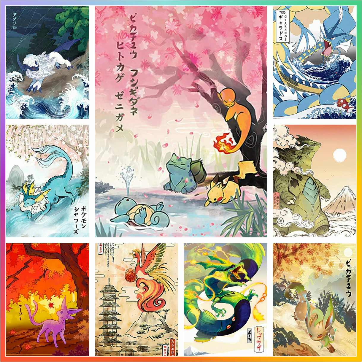 Pokemon Cartoon Rayquaza Pikachu Gengar Charizard Anime Figure Mosaic Embroidery Diamond Painting Cross Stitch Kit 5D DIY Art