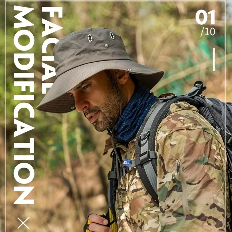 New Men's Wide Brim Sun Hat - Waterproof UV Protection Safari Bucket Hat for Fishing Hiking Climbing Summer Outdoor Oversized