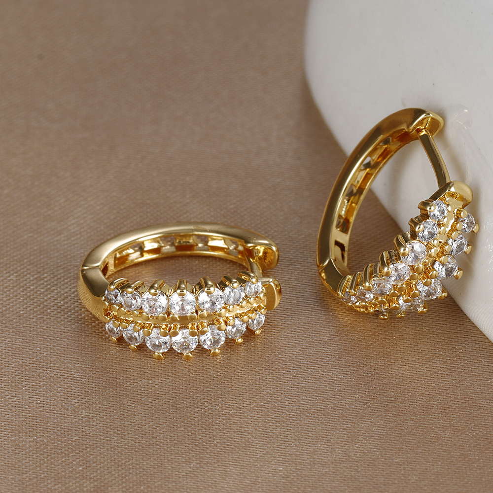 Cute Stainless Steel White Zircon Hoop Earring For Women Minimalist Gold Plated Round Y2k Wedding Aesthetic Jewelry aretes mujer