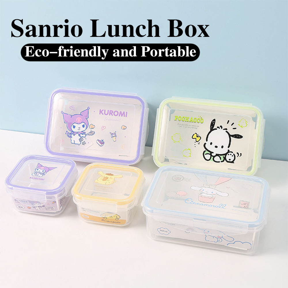 300/900ML Saniro Kuromi Cinnamoroll Lunch Box Cartoon Eco-friendly Bento Box Tableware Food Storage Container Portable