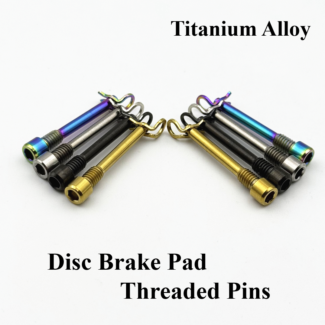 2pcs Titanium Alloy Bike Disc Brake Pad Threaded Pins with Retainer Clips, M4×26mm Caliper Fixing Bolts, for Shimano Sram Etc.