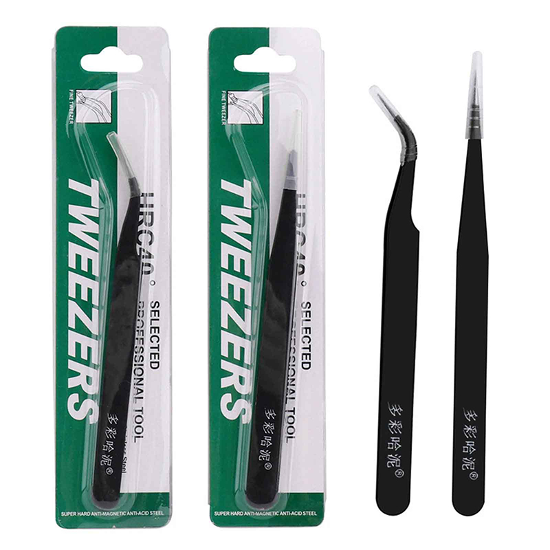Electronics Repair Tools 1/2Pcs Anti-static Metal Tweezers Set Pointed Curved Tweezer Precision Maintenance Industrial Tool