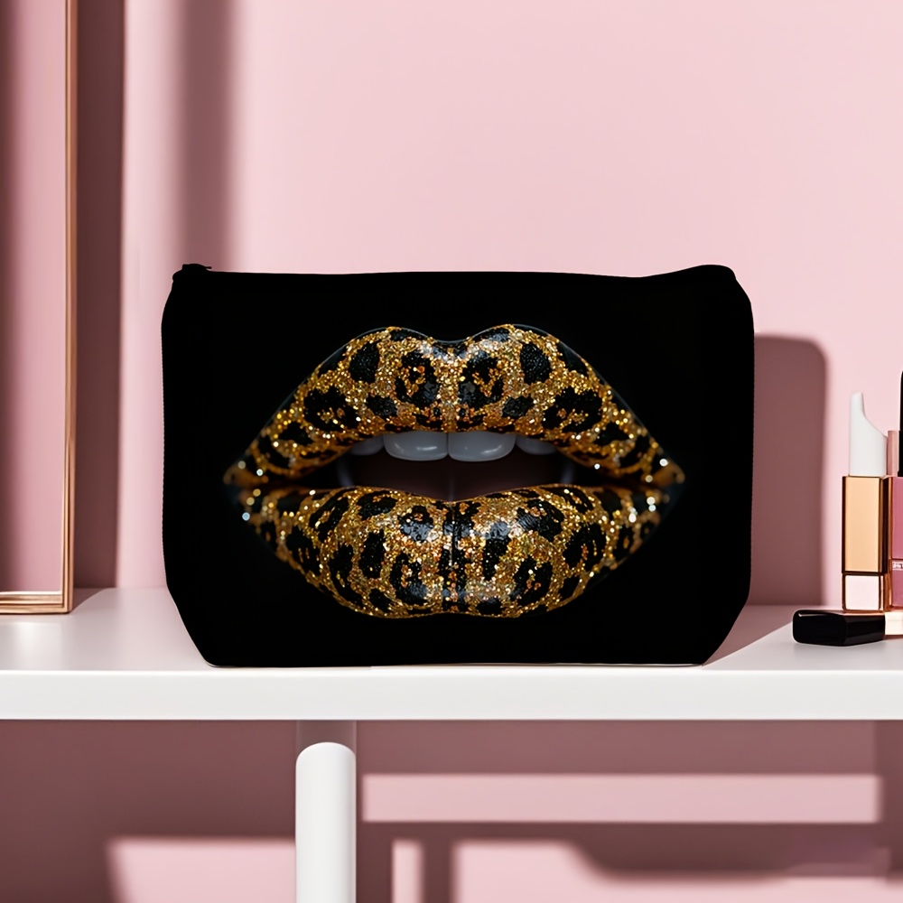 1pc Bold Leopard Print Makeup Bag with Zipper Closure - Multi-Functional Toiletry Organizer for Travel, Vacation & Business