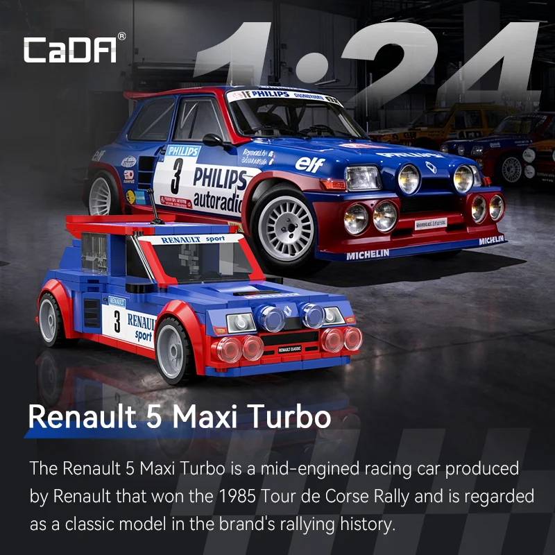 Technik RS.01 Sport Racing Car 1:24 Maxi Turbo RC Speed Supercar Sports Vehicle Building Blocks Model Kit Retro Toys Adults
