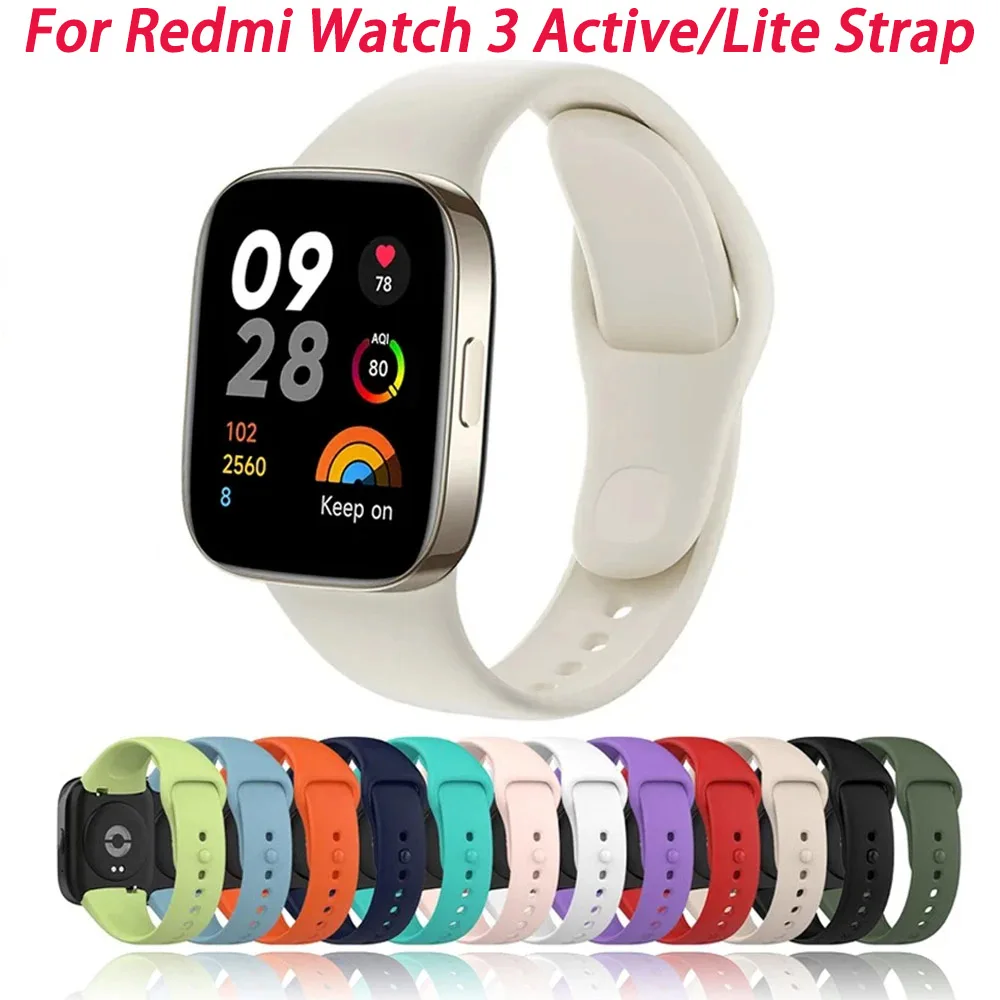 New Silicone Watchband for Redmi Watch 3 Active Lite Soft TPU Replacement Sport Bracelet Smartwatch Wristband Correa