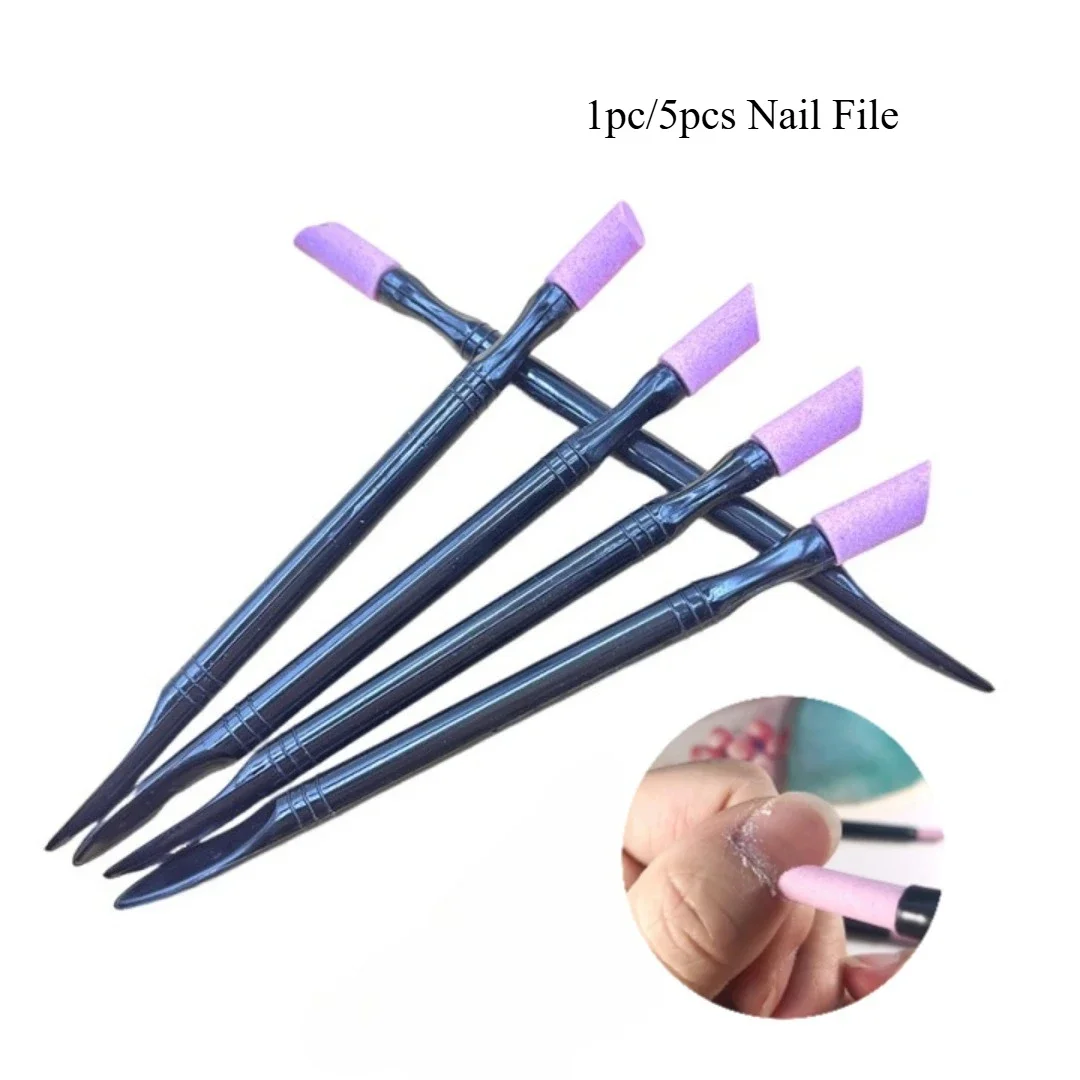 1/2/5pcs Nail File Cuticle Stone Pusher Nail Sanding Sticks Nail Art Grinding Pens Cuticle Remover Trimmer Buffer Manicure Tools pen gpt