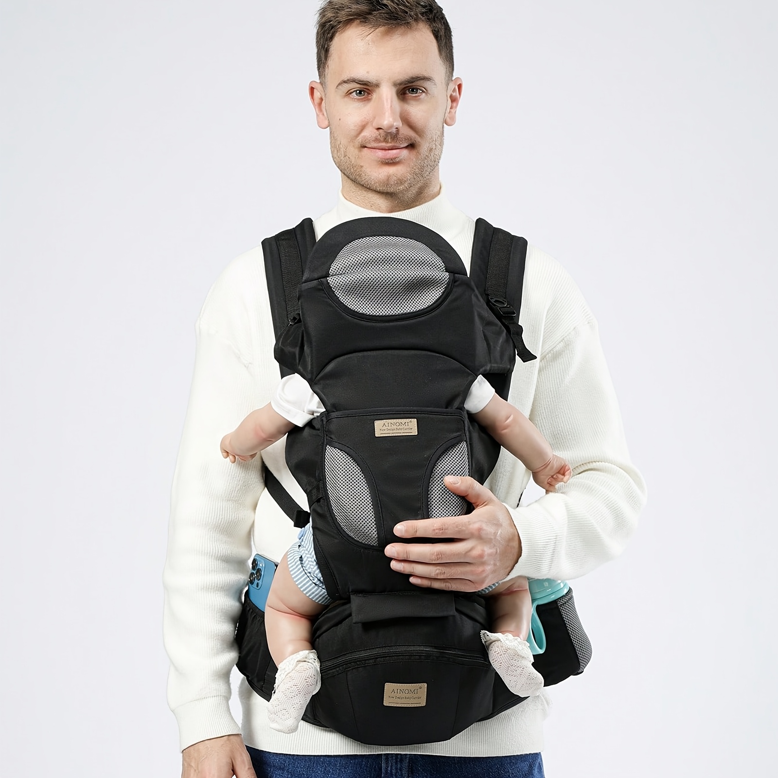 Spring multifunctional baby carrier, with built-in storage space, durable material, multi-color optional, super load-bearing, ne
