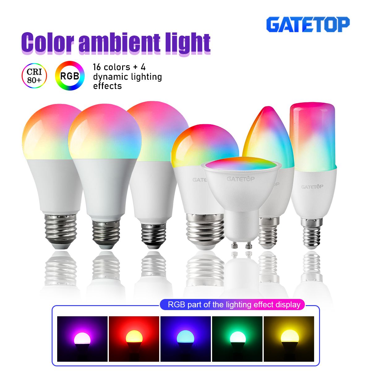 1-10PCS 6W-20W Smart RGBW LED Bulb Spotlight GU10 E14 E27 with Infrared Remote Control Suitable for Colorful Home Lighting lightify