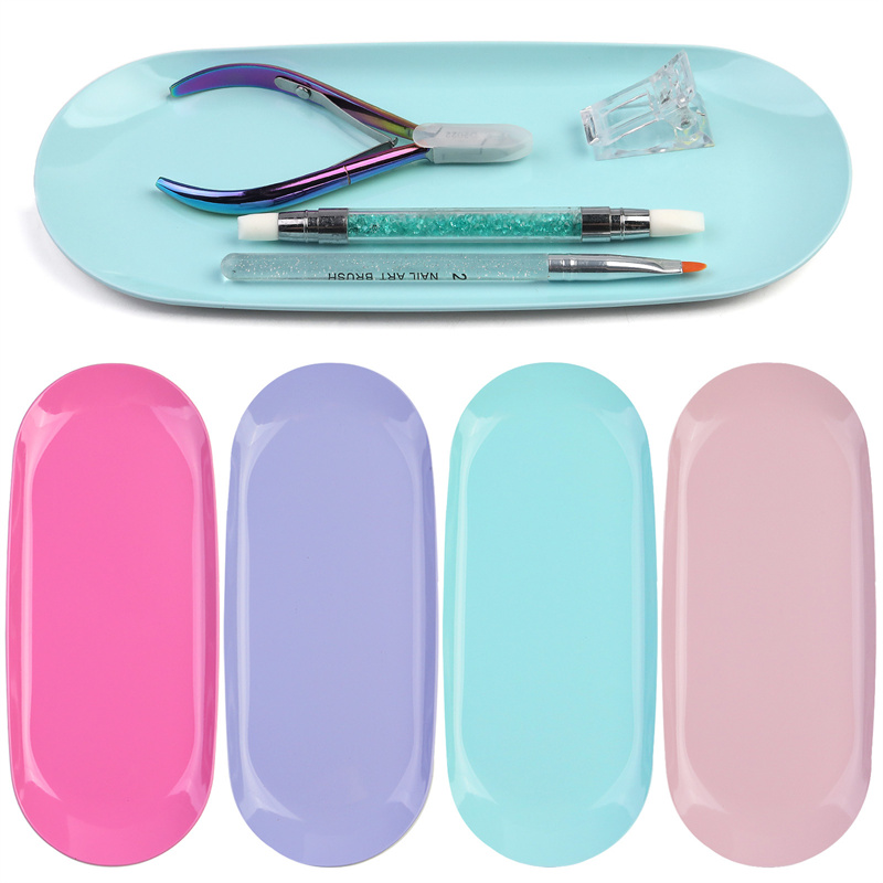 New Stainless Steel Cosmetic Storage Tray Nail Art Equipment Plate Doctor Surgical Dental Tray False Nails Dish Tools