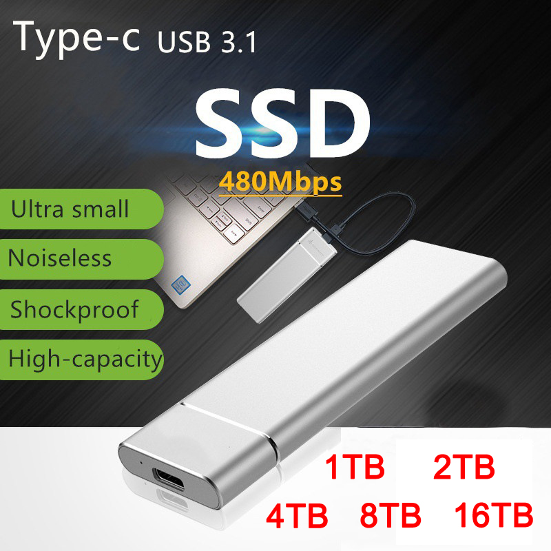 Strip SSD Mobile Non-Solid State 16TB Hard Drive Office USB3.0 High-Speed Drive Laptop SSD Game Data Storage For PC, Android,