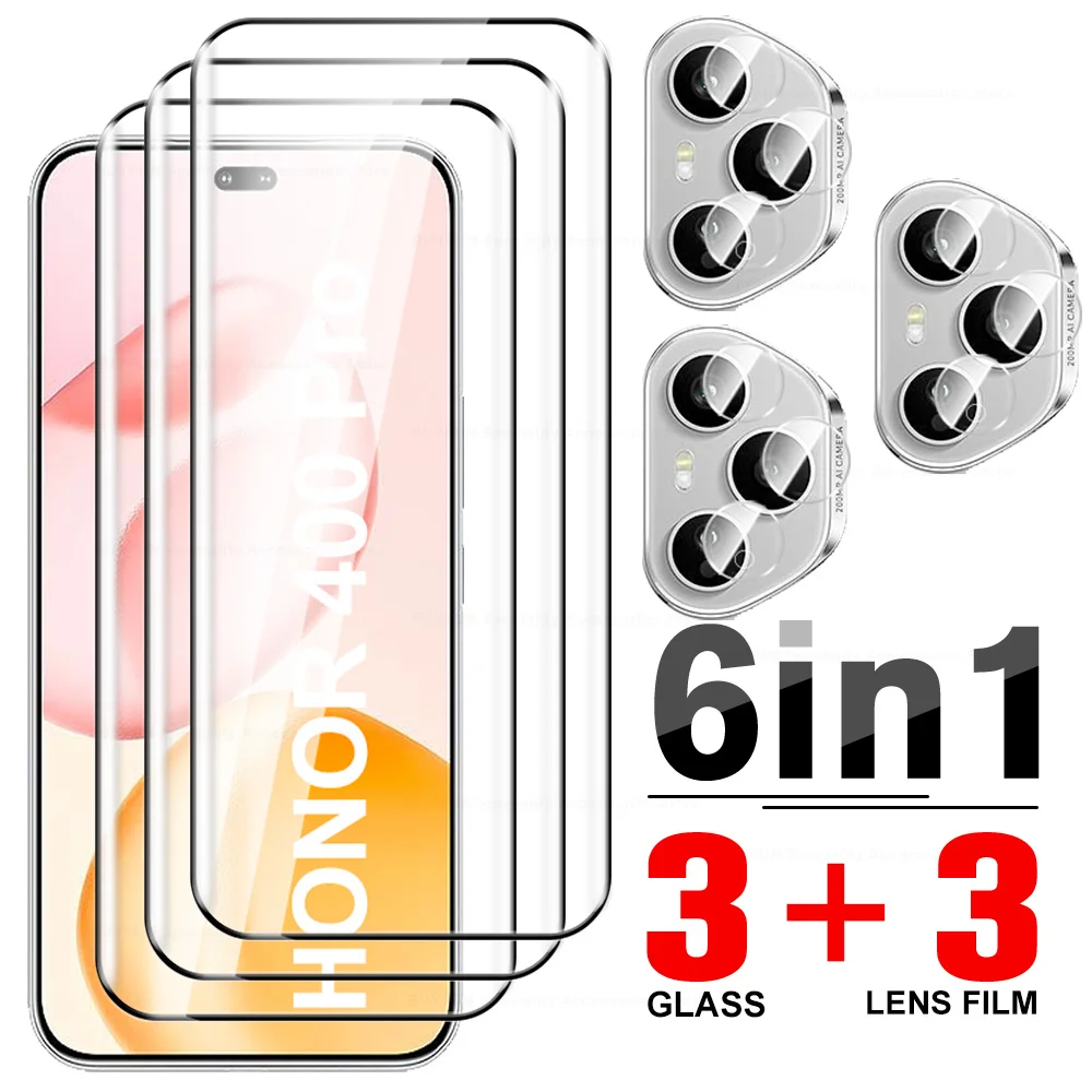 6in1 9D Curverd Protective Glass For Honor 400 Pro Screen Protector Honar 400Pro Honor400 Pro 2025 6.7 Inches Camera Glass Film