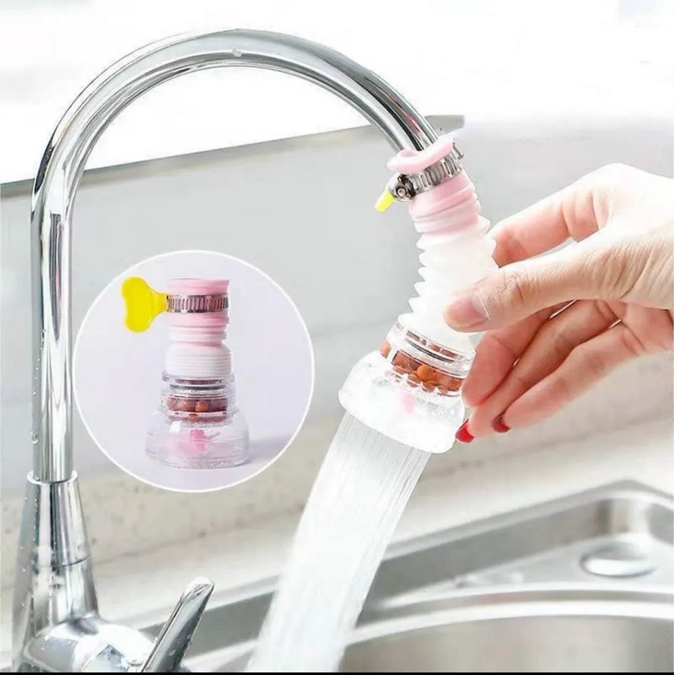 Filter Nozzle Splash-proof Reusable Kitchen Faucet Aerator Water Tap Head Water Saving Rotary Filter Nozzle