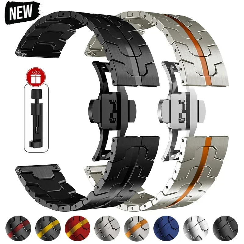 22mm Titanium Color Strap For Watch 5/4/3 GT6 Pro GT5 46mm Stainless Steel Band For GTR 4/3/2 47mm Balance Correa