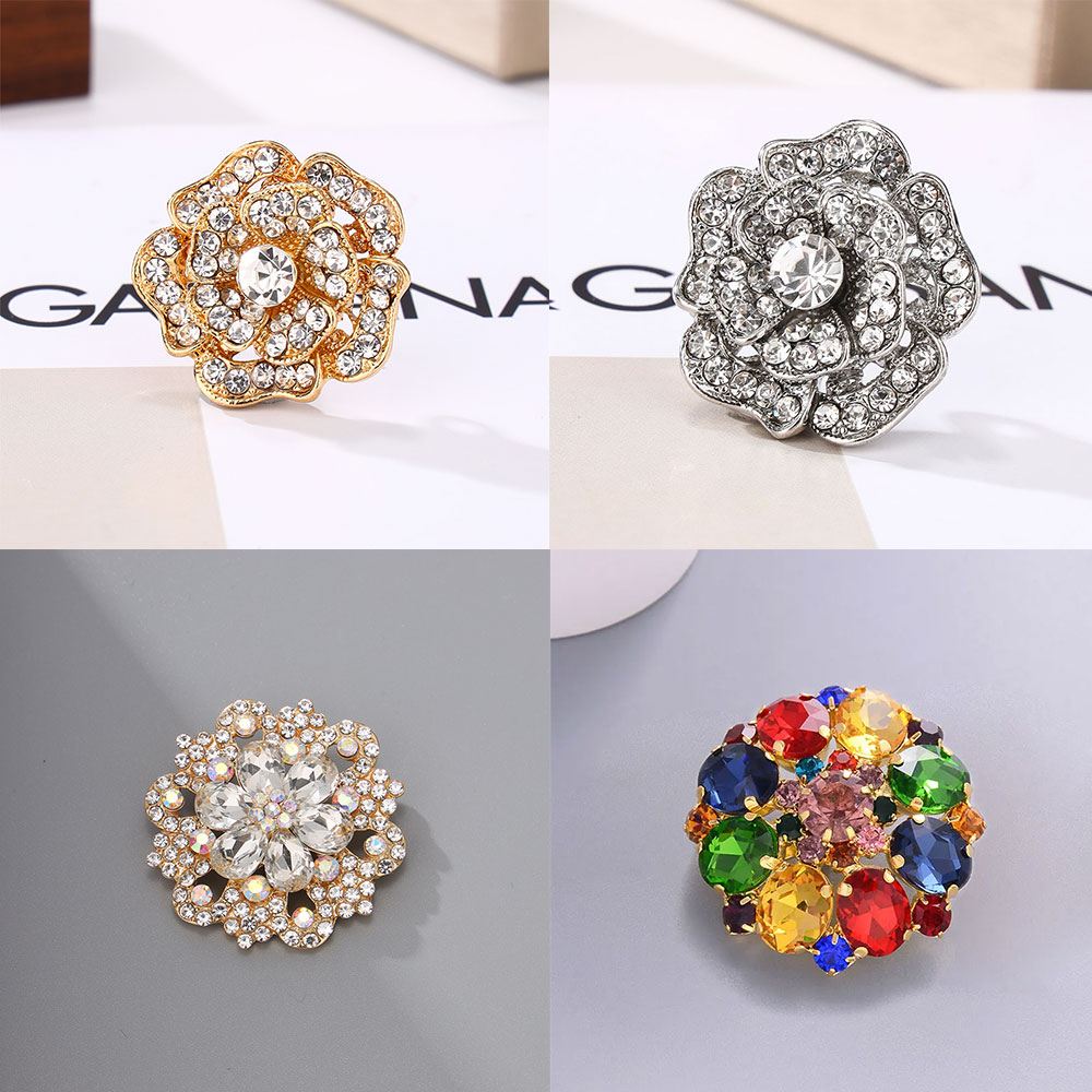 1pcs High End Rhinestone Flower Shape Sewing Buttons For Clothing Luxury Crystal Bag Shoes Scaft Buttons DIY Decor Supplies
