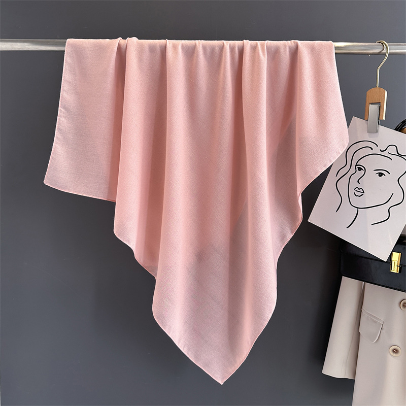 90x90cm Retro Solid-color Cotton and Linen Scarf Square Scarf Thin Sun Protection Shawl Headscarf Decoration Versatile for Women