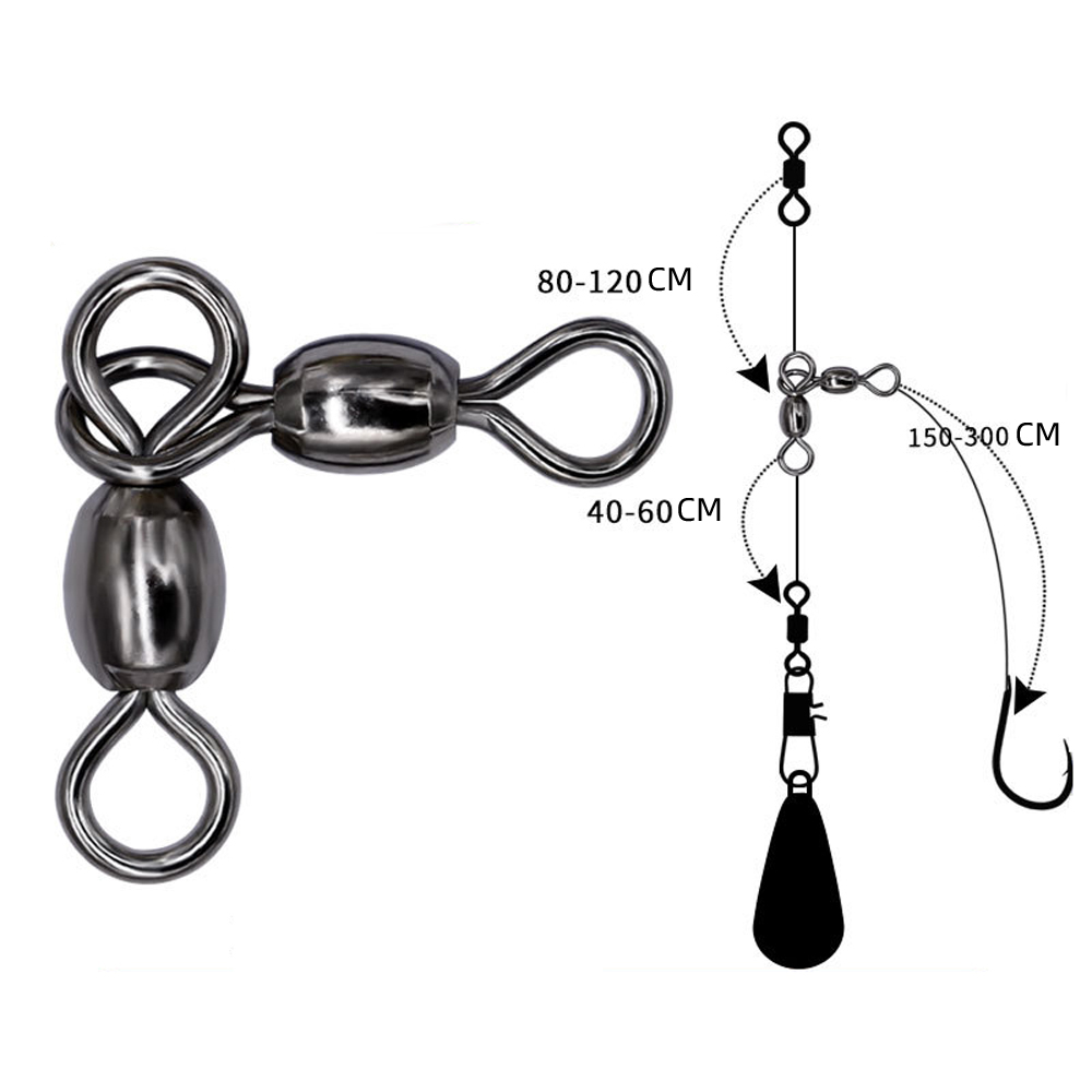 40PCS Brass 3 Fishing Way Swivel Crane Swivels Fishing Bottom Rig Connect The Fishing hook Fishing accessories