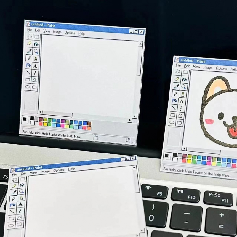 50Pages/book Retro Computer Drawing Tool Pattern Sticky Note Pad，DIY Self-Adhesive Memo，Student Office Message Paper Notepad