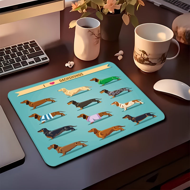 Gaming Mouse Pad Small Dachshund Design Desk Mat Natural Non Slip