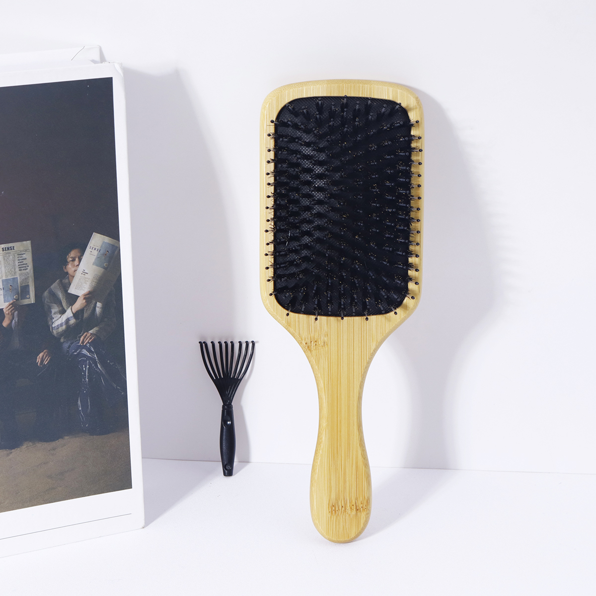 Large Bamboo and Wood Air Cushion Comb, Massage Hair Brush, Household Airbag Comb, with a Small Claw, Special for Real Hair