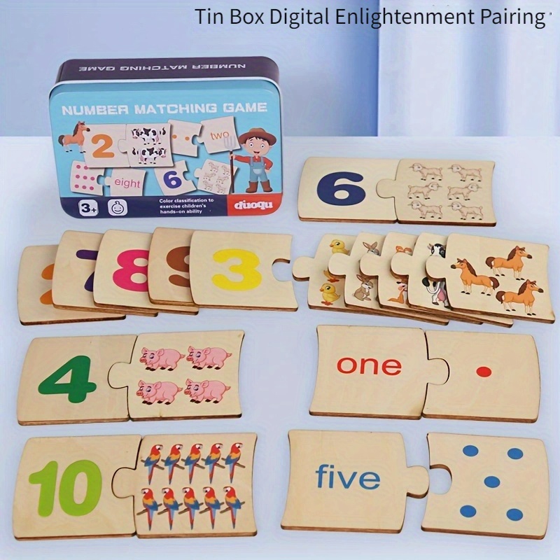 Children's Enlightenment Cognitive Education Puzzle Wooden Puzzle Number Decomposition And Matching Puzzle Board With Iron Box