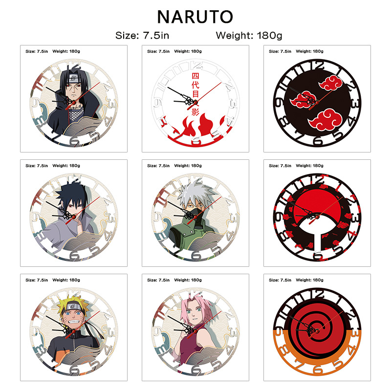 Naruto Sasuke Creative Wall Clock Anime Print Modern Minimalist Hanging Clock Wholesale Naruto Shippuden Uzumaki Itachi
