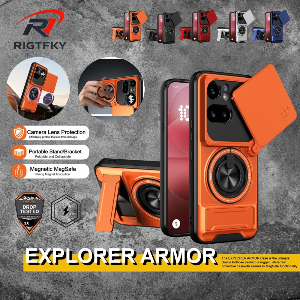Magnetic Kickstand Heavy-duty Shockproof Armor Phone Case For Nothing Phone 4A Pro 3A Lite Stand Slide Camera Protection Cover