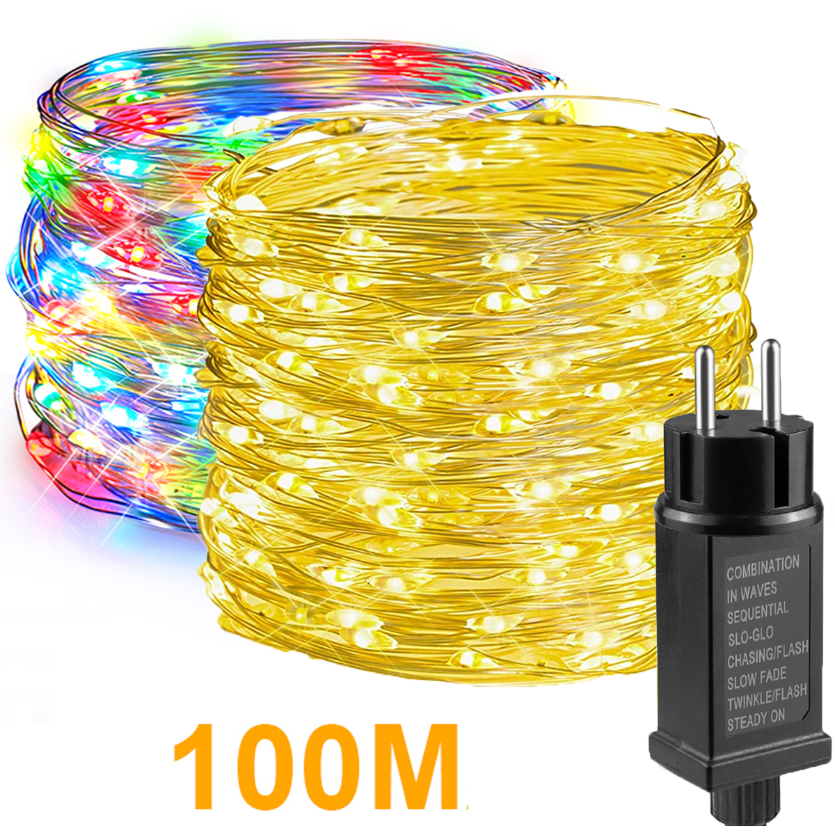 Super Bright LED String Copper Wire Light AC 220V To DC 24V EU Power Supply Warm White / RGB Led Night Light for Holiday Decor