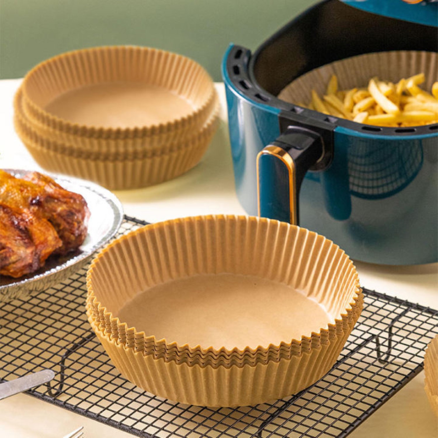 50Pcs Household Barbecue Plate Oil-proof Cups Disposable Paper Mold Parchment Air Fryer Paper Liner