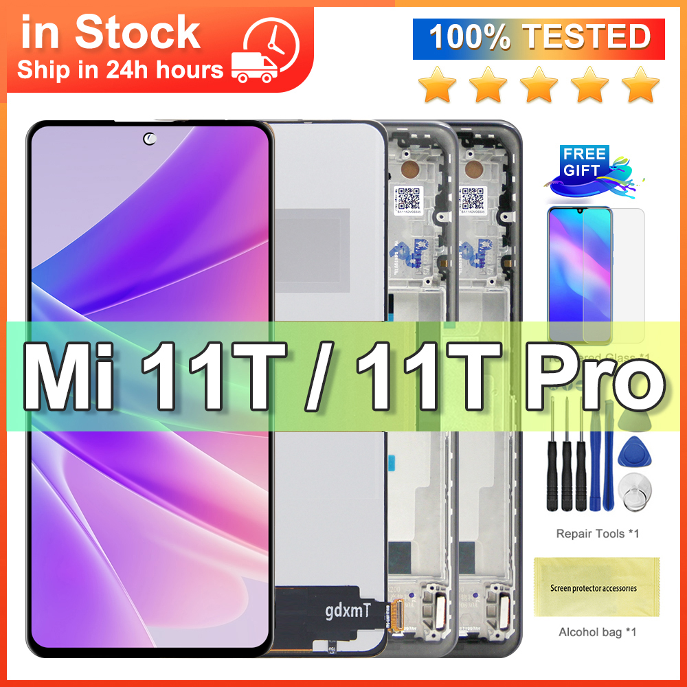6.76" Tested Mi 11T Pro LCD Display Screen with Frame Touch Digitizer Assembly For Mi11T 2107113SG LCD Repair Screen