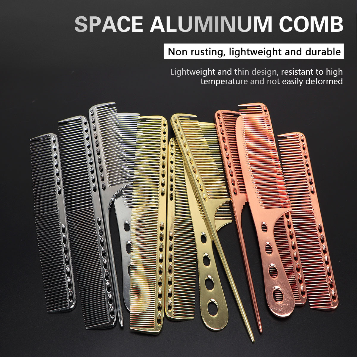 4pcs/set Aluminum Set Barber Metal Dressing Combs Hairdressing Anti-static Comb Ultra Thin Brush Salon Hair Tools