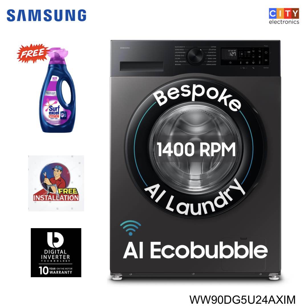 SAMSUNG 9 Kg Washing Machine With AI Eco Bubble WiFi Embedded WW90DG5U24AXIM