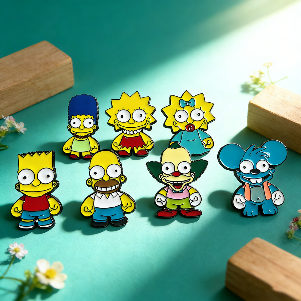 7pcs the Simpsons Enamel Pin Set - Homer J. Simpson Marge Bart Lisa Krusty the Clown - Comedy Animation Badges for Backpack