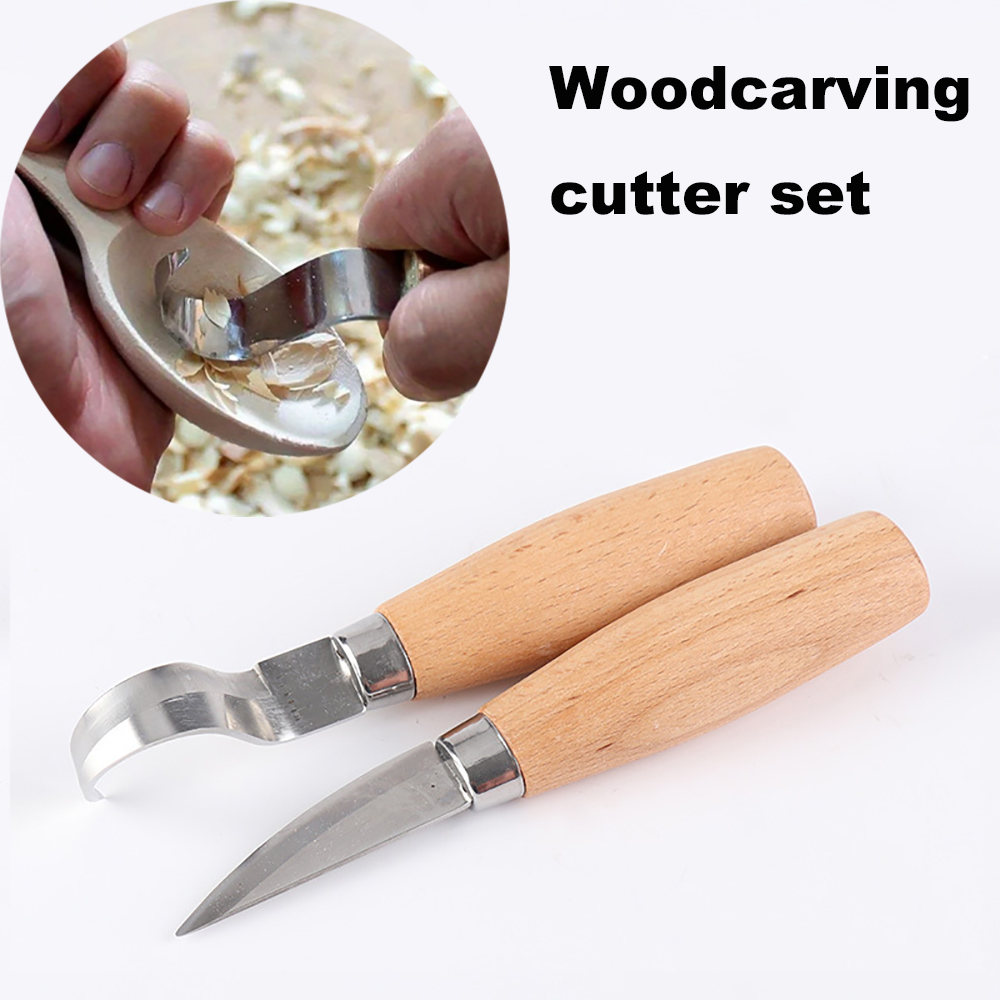 4pcs Wood Carving Knife Carving Tools Ergonomic Woodworking Spoon Durable Crooked Beginners Sculptural Professional