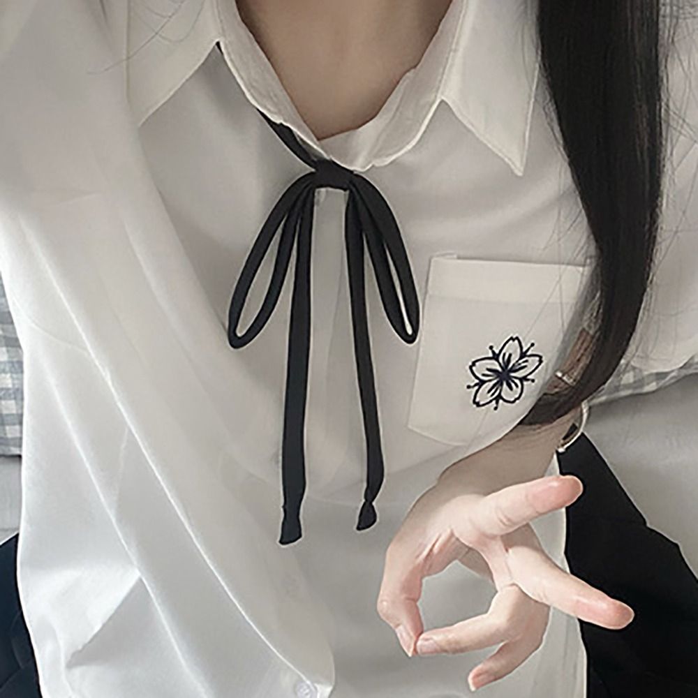 Simple Solid Color Neck Tie Thin Satin Bowtie Ribbon Knot Ladies Girl