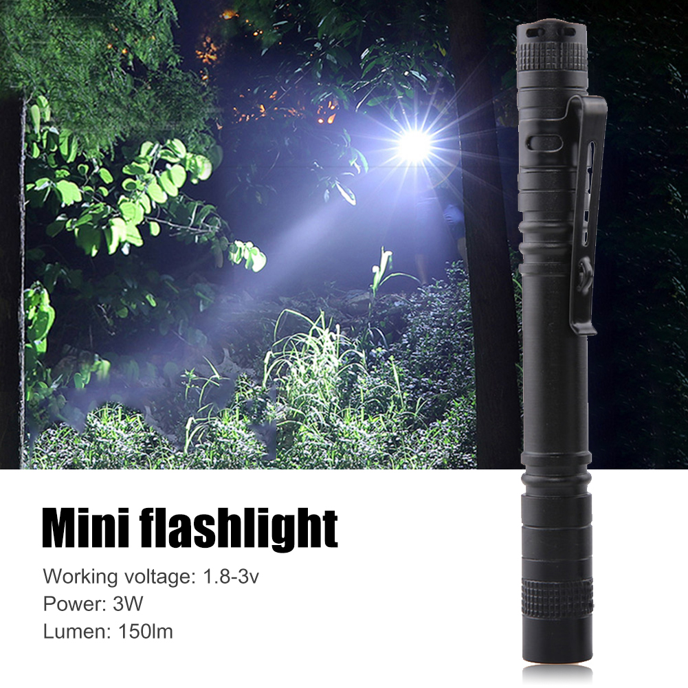 3-1PC 3W Mini Flashlights Portable XPE R3 LED Flashlight Waterproof Clip Pen Light for Outdoor Camping Hiking Pocket Lamps