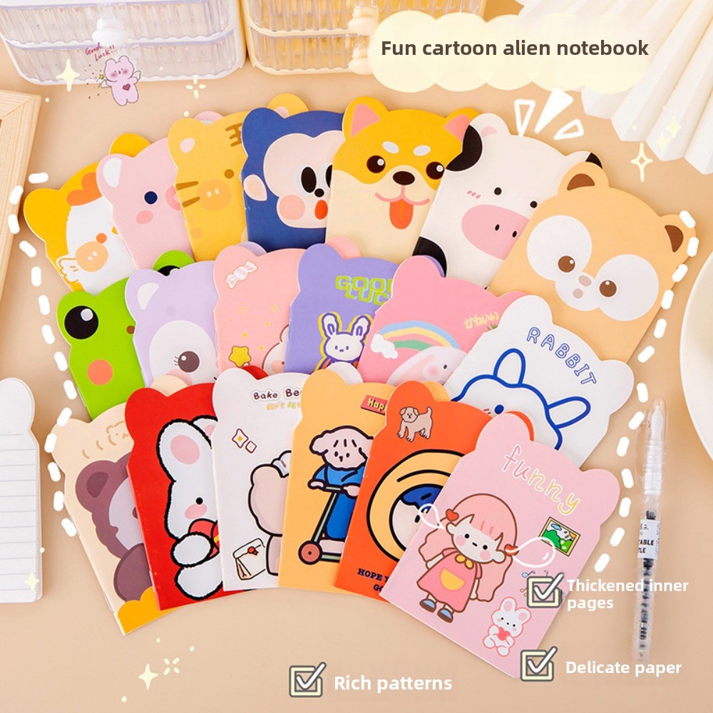 10Pcs Mini Notebooks Cute Animal Pocket Notepads Creative Funny Shape Small Notepads for Students School Supplies