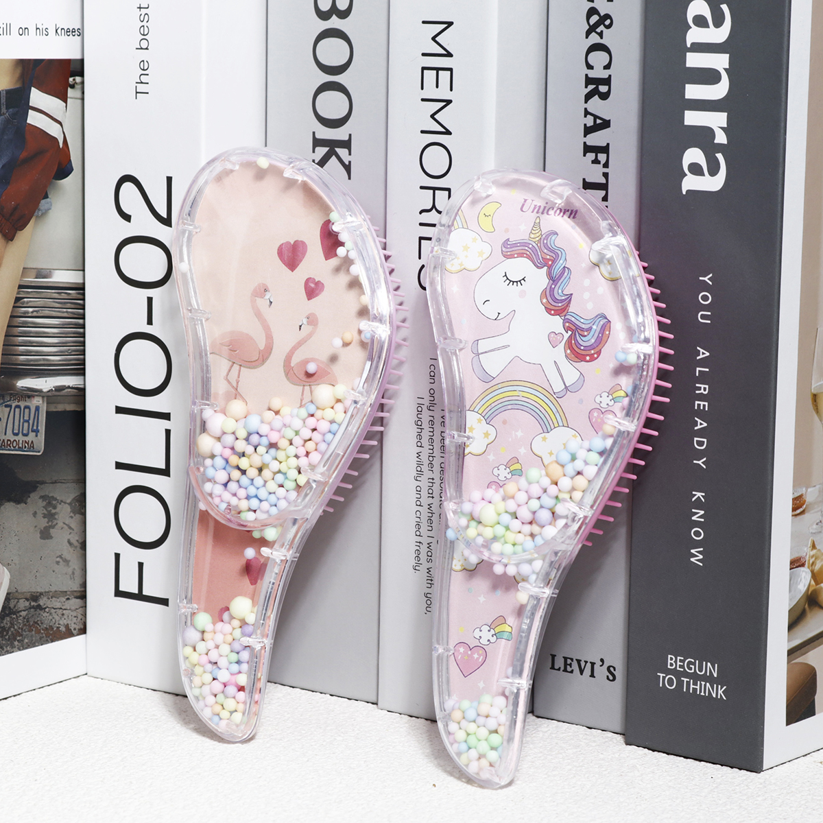 1 dolphin shaped cartoon hair brush, mini pocket brush, durable ABS plastic handle,Special for real hair