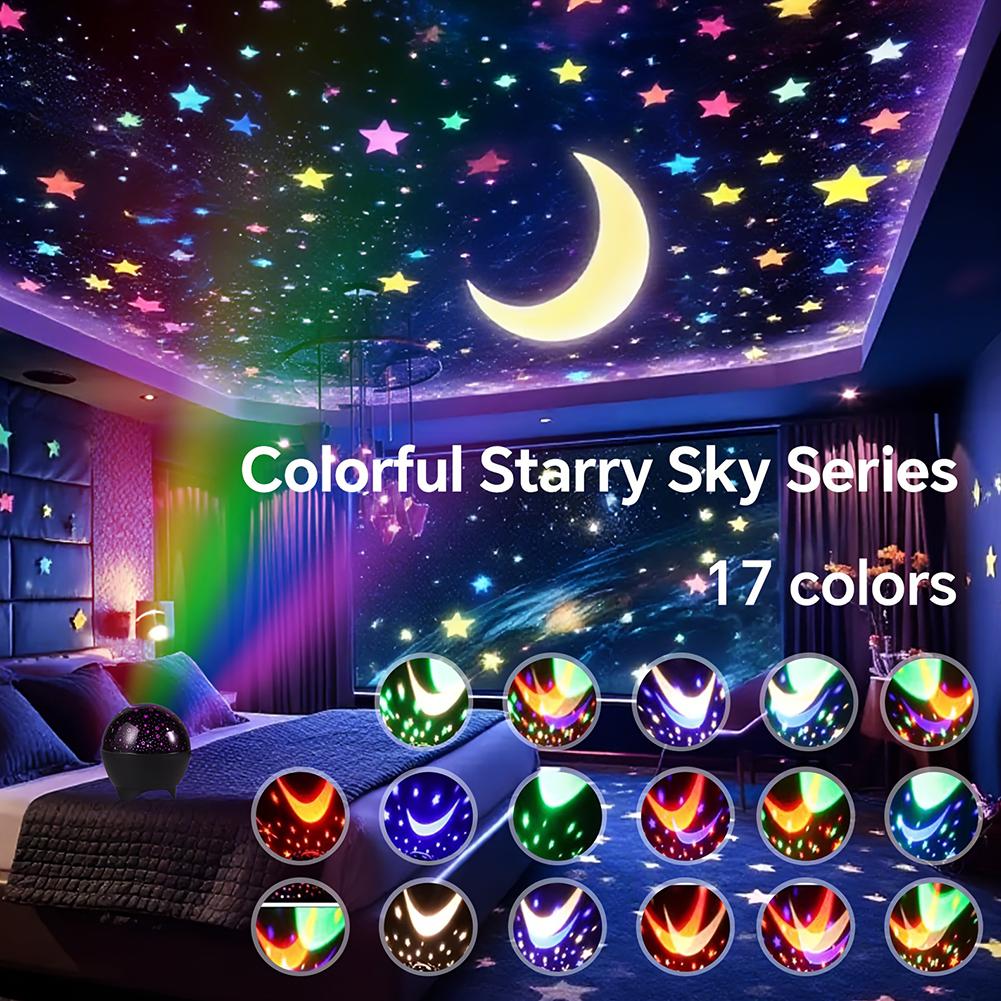 Colorful Starry Sky Series 17 Colors Star Moon Ambient Night Light Starry Sky Dream Projection Light Ball Electric USB Lamps