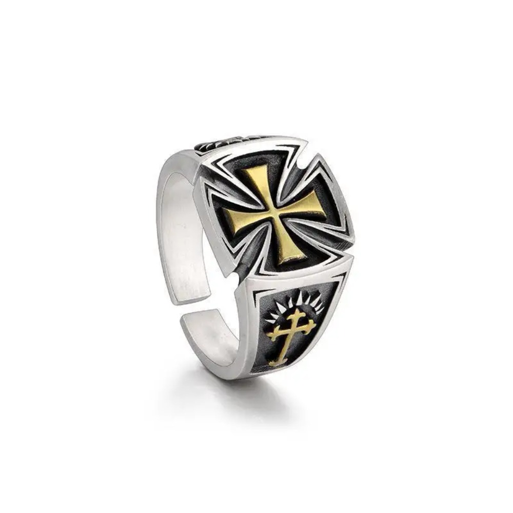 New Creative Design Vintage Cross Men's Ring Personalized Two-color Ring Fashion Trend Gothic Punk Party JewelryAccessoriesGifts
