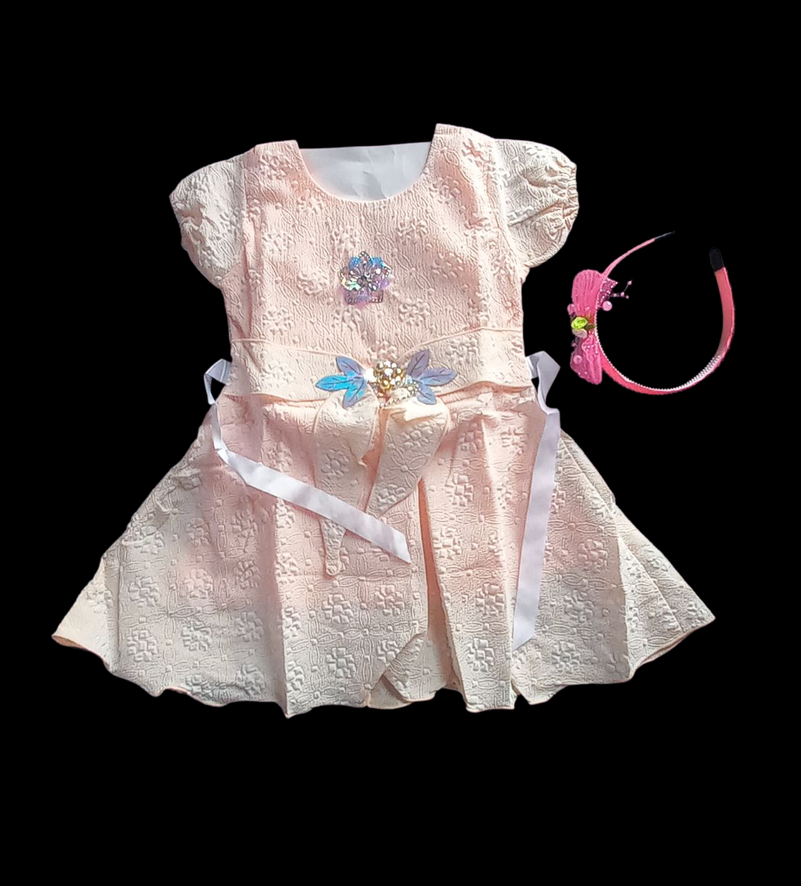 Fancy Frock For Baby Girls With Hairband ( 3 Months to 15 Months)