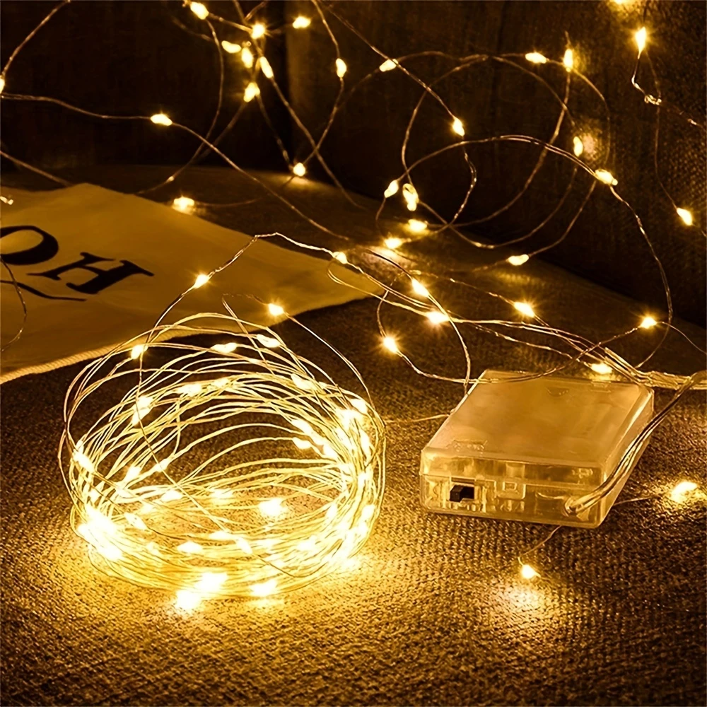 1pc 10/20/50/100LED String Lights Battery Operated Wedding Party Garland LED Wire Fairy Lights Home Bedroom Decoration