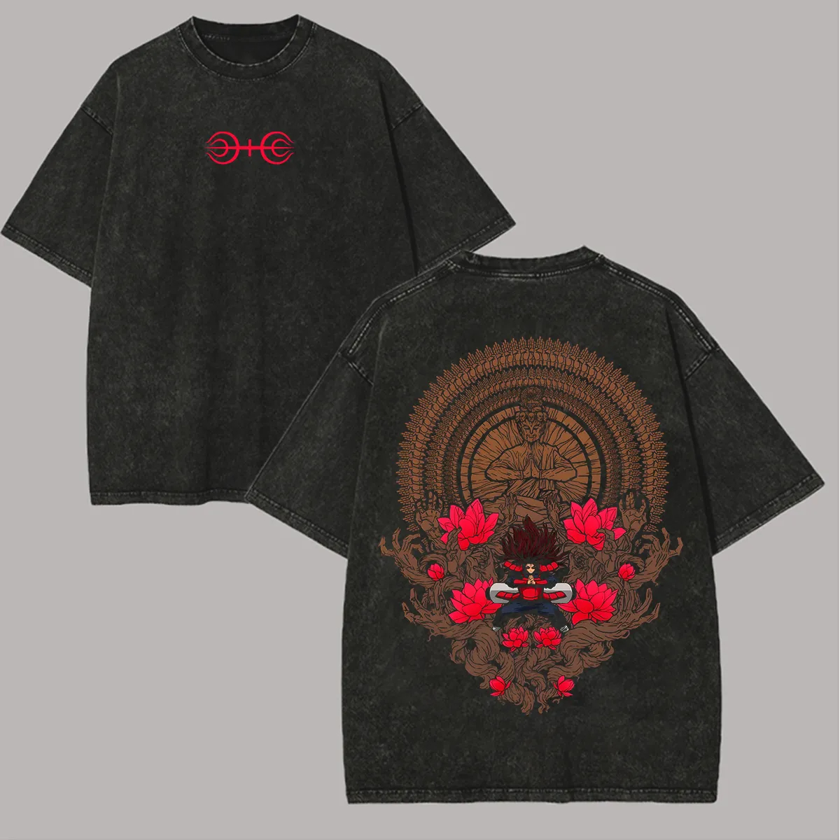 Hashirama T Shirt Naruto Men Acid Wash Back Print Senju Wood Style Anime Graphic Cotton Streetwear Hokage Vintage Bootleg Tee