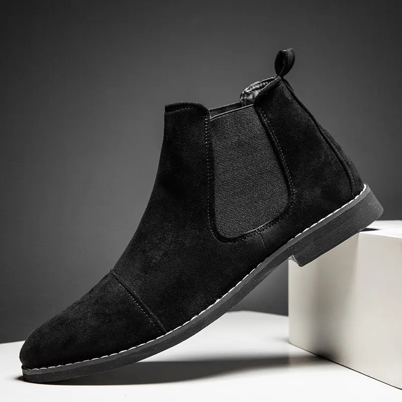 Men Suede Leather Chelsea Boots British Style Pointed-toe Dress Boots Outdoor Comortable Non Slip Mens Ankle Boots - image 1