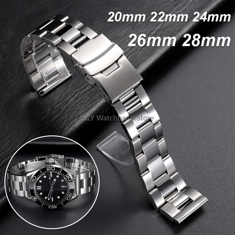 Diving Metal Belt Bracelet 20/22mm 24mm 26mm 28mm Universal Men Women Watch Band for Solid Stainless Steel Strap for